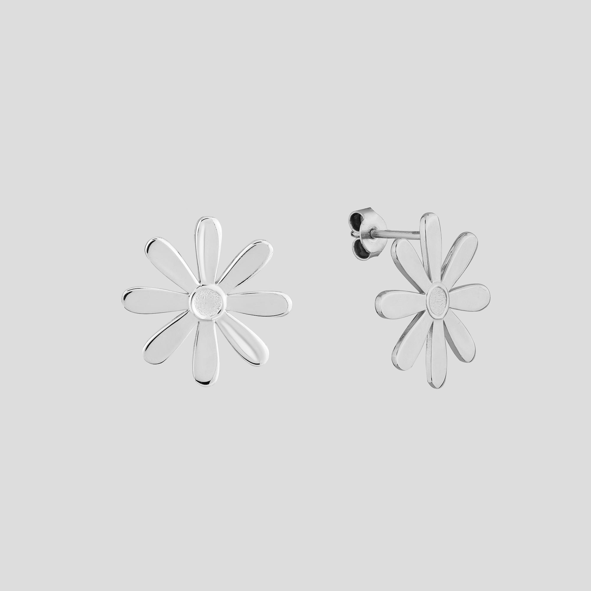 Серебряные серьги Minimal Ромашки (16286)