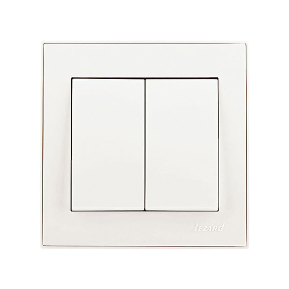 Выключатель двухклавишный Lezard Rain 703-3088-101 Жемчужно-белый (27551079)