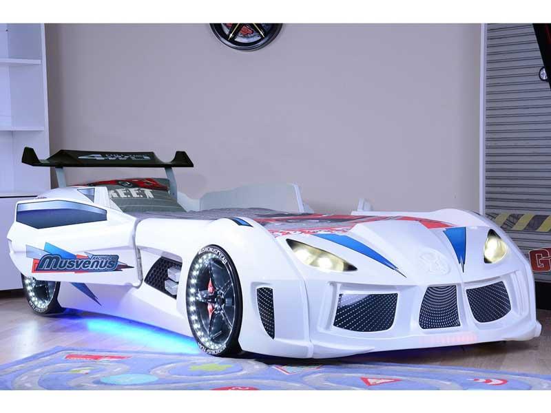 Кровать-машинка Audi c подсветкой двери открываются звуковые эффекты и пультом Белый - фото 4 Кровать-машинка Audi c подсветкой двери открываются звуковые эффекты и пультом Белый - фото 4