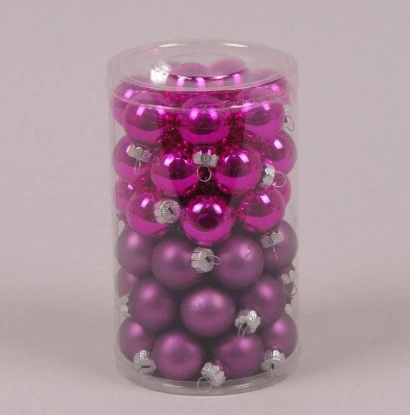 Шарики стеклянные 2,5 см 48 шт. Фуксия (44498)