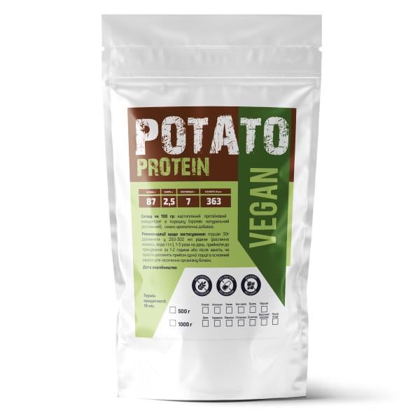 Протеин картофельный Vegan Без смаку 87% белка на 33 порции 1 кг (21-125-ptp-bs1)