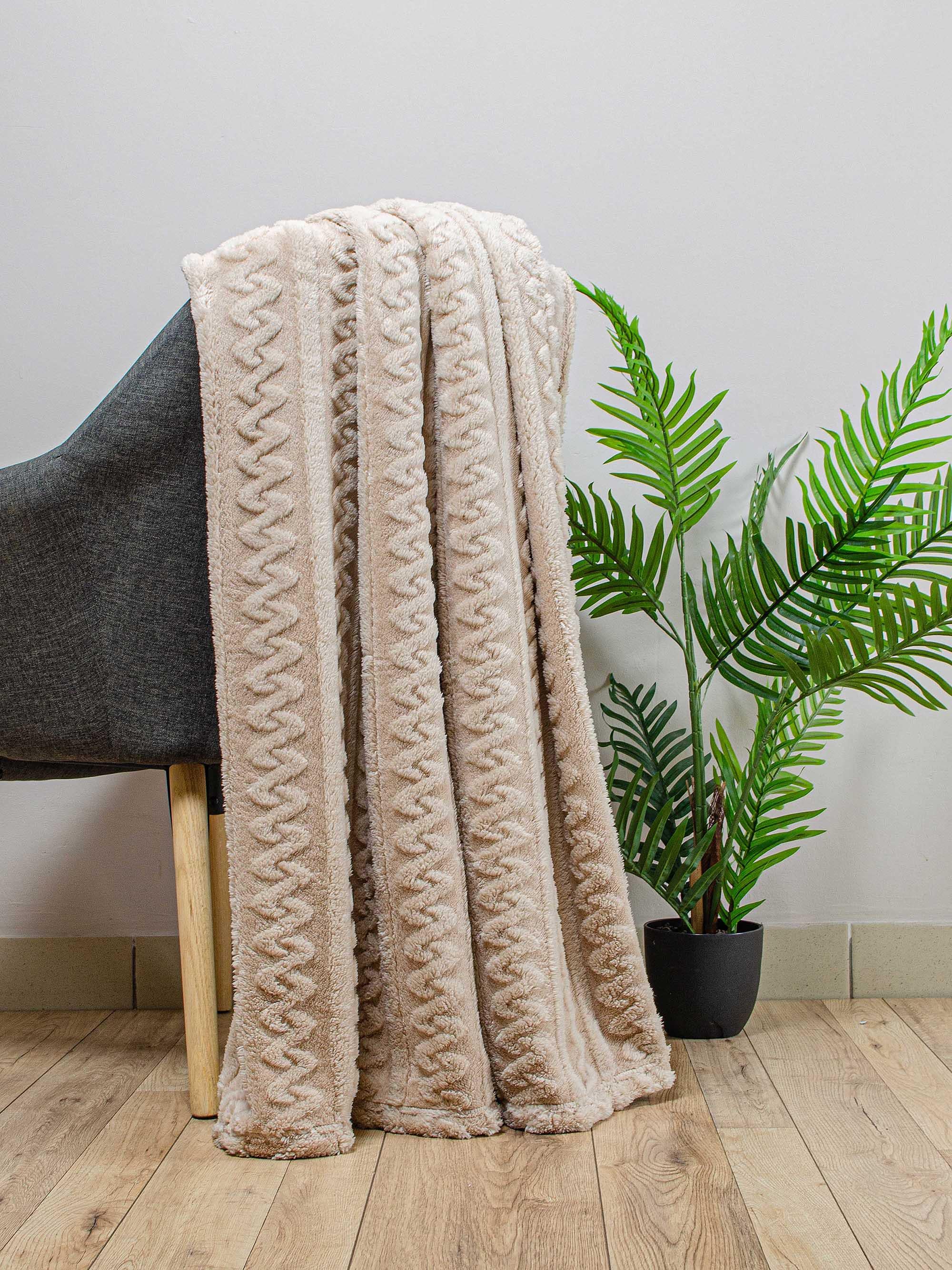 Плед флисовый Home Line жаккард Бежевый (187283)