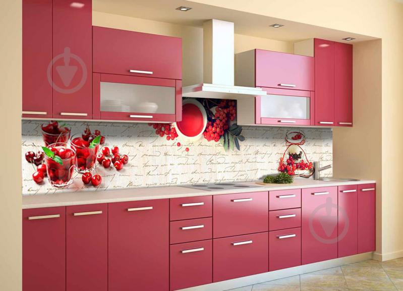 Скинали на кухню Zatarga «Красные ягоды 00» 600х2500 мм виниловая 3Д наклейка кухонный фартук самоклеящаяся Z180759