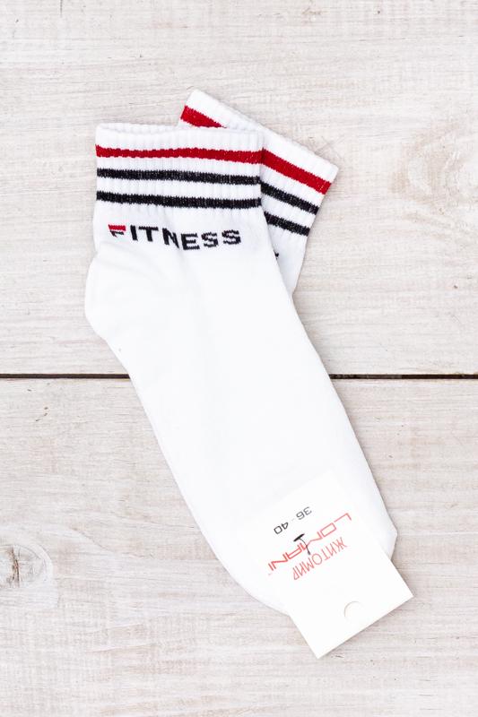 Шкарпетки демісезонні для жінок з бавовни Носи Своє з написом Fitness р. 36-40 Білий (14186)