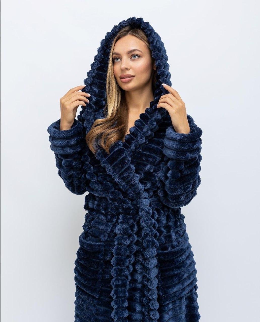 Халат махровий однотонний 6XL Синій (П4К-am-f-halat-003-06) - фото 6 Халат махровий однотонний 6XL Синій (П4К-am-f-halat-003-06) - фото 6