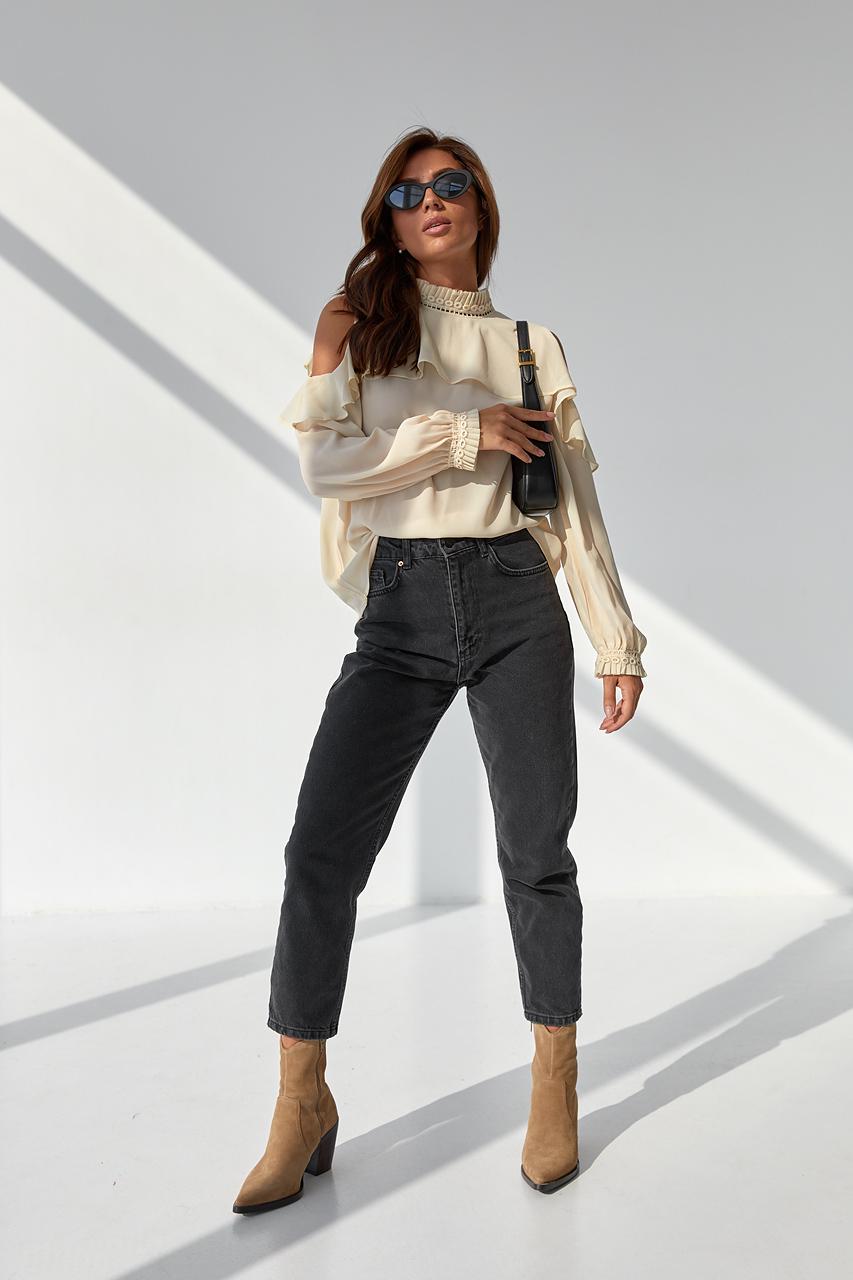 Блуза шифоновая Last Girl с обнаженными плечами L Кремовый - фото 3 Блуза шифоновая Last Girl с обнаженными плечами L Кремовый - фото 3