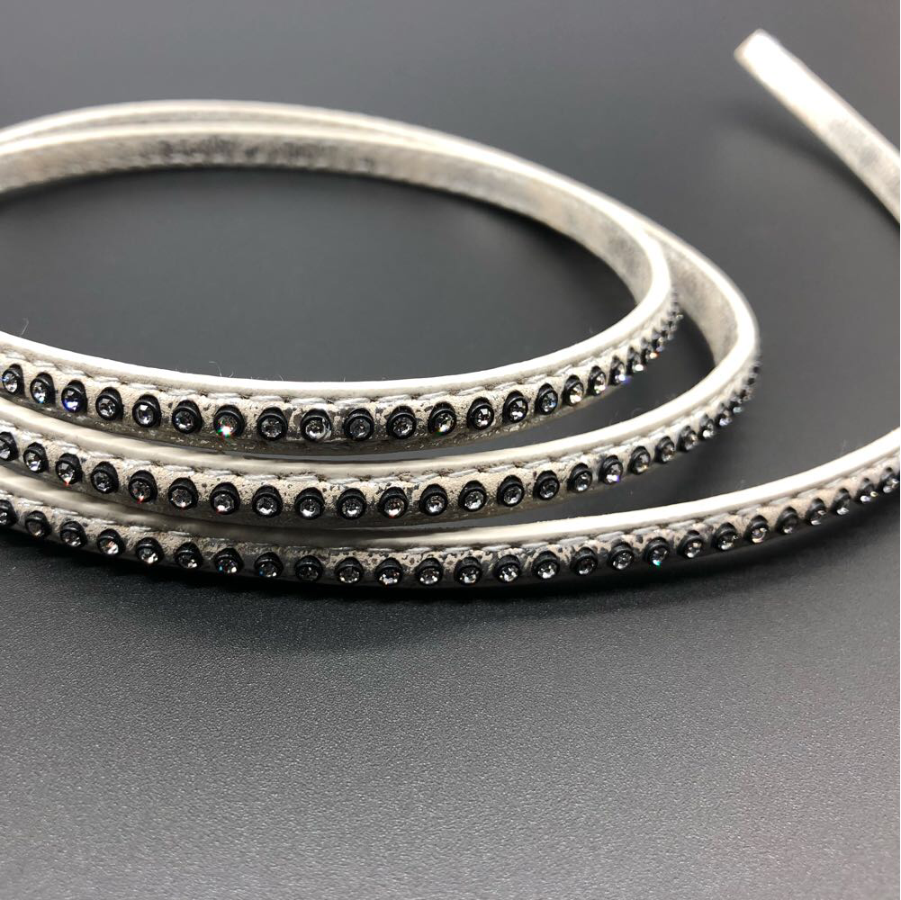 Шнурок з екошкіри для браслетів з камінчиками 100 см 7 мм Білий (F-013)