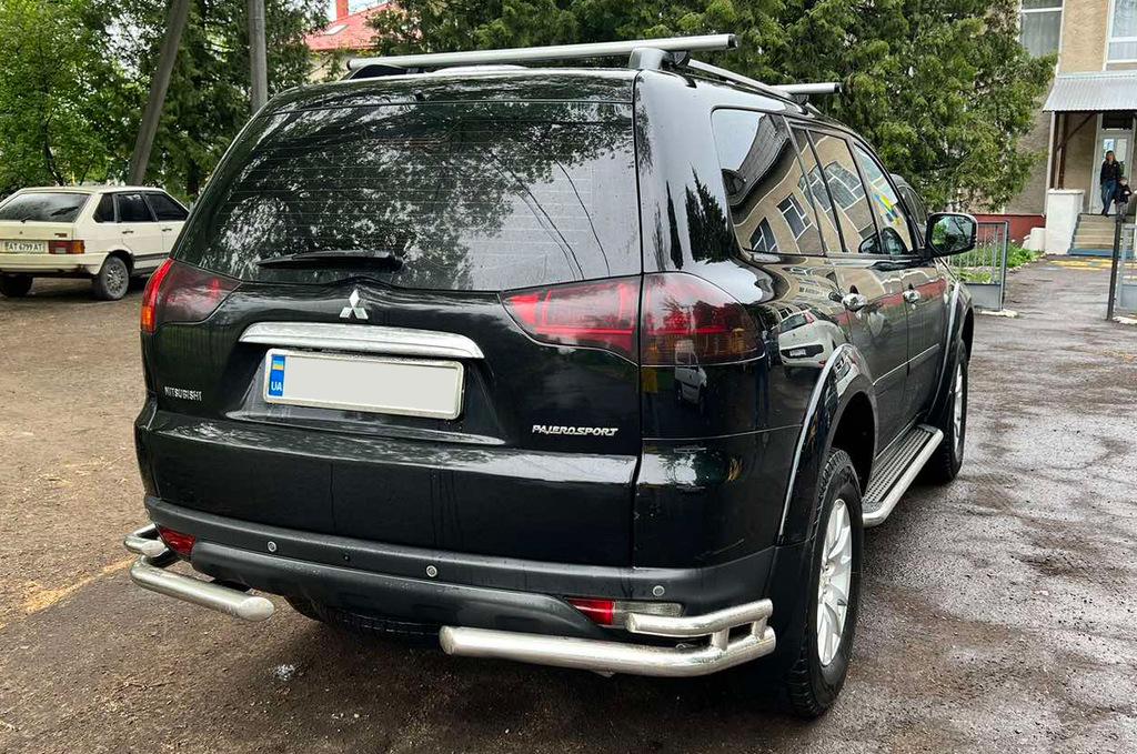 Задняя защита AK003-Double CAN для Mitsubishi Pajero Sport 2008-2015 гг. нержавеющая сталь Хром