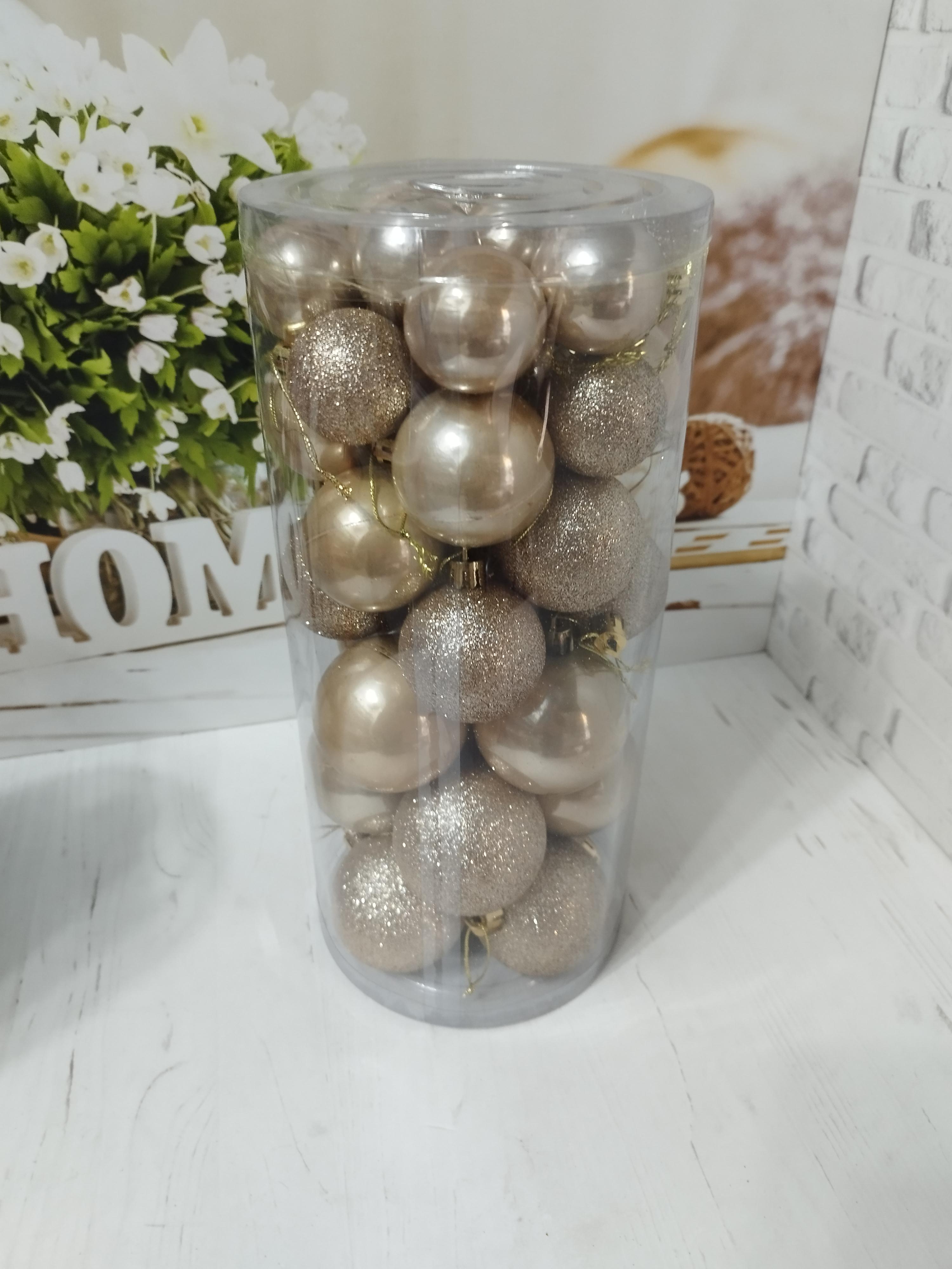 Набор новогодних шаров на елку пластиковые 6/5/4 см 38 шт. Золотистый (KT654MIX-1) - фото 1 Набор новогодних шаров на елку пластиковые 6/5/4 см 38 шт. Золотистый (KT654MIX-1) - фото 1