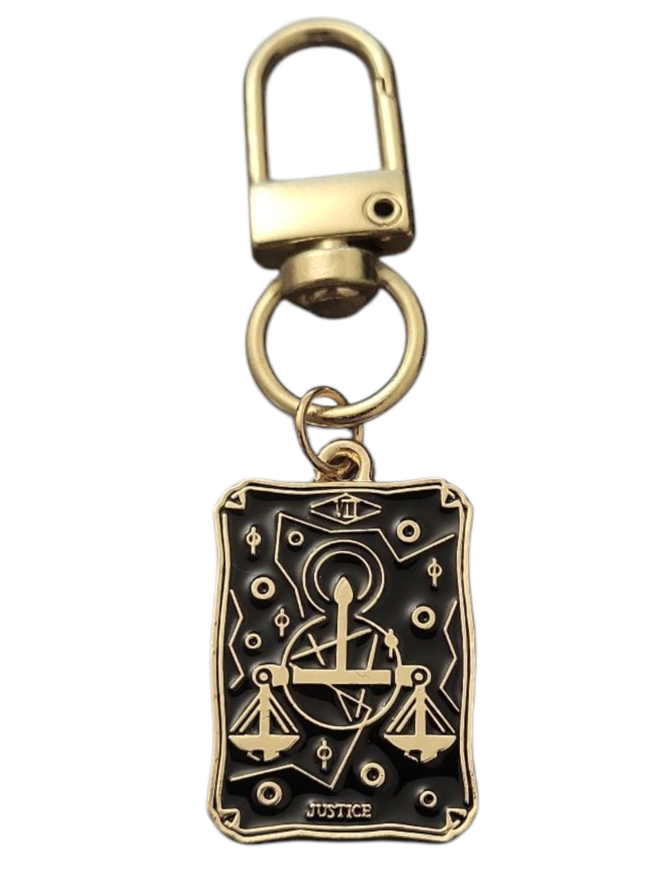 Брелок металлический Таро Справедливость 60 мм Черный