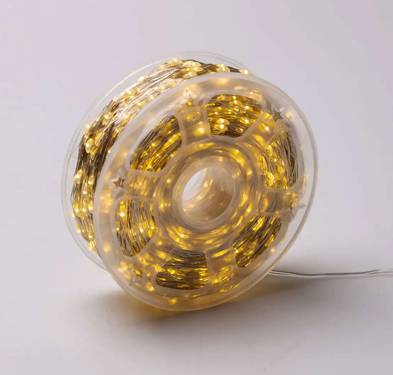 Гирлянда Роса нить с пультом 2000 LED 200 м от сети Желтый - фото 8