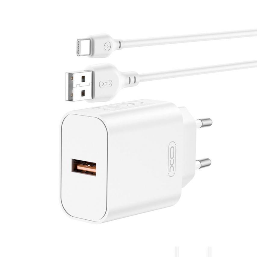 Пристрій зарядний Xo 2в1 CE33 QC_18W + USB to Type-C White