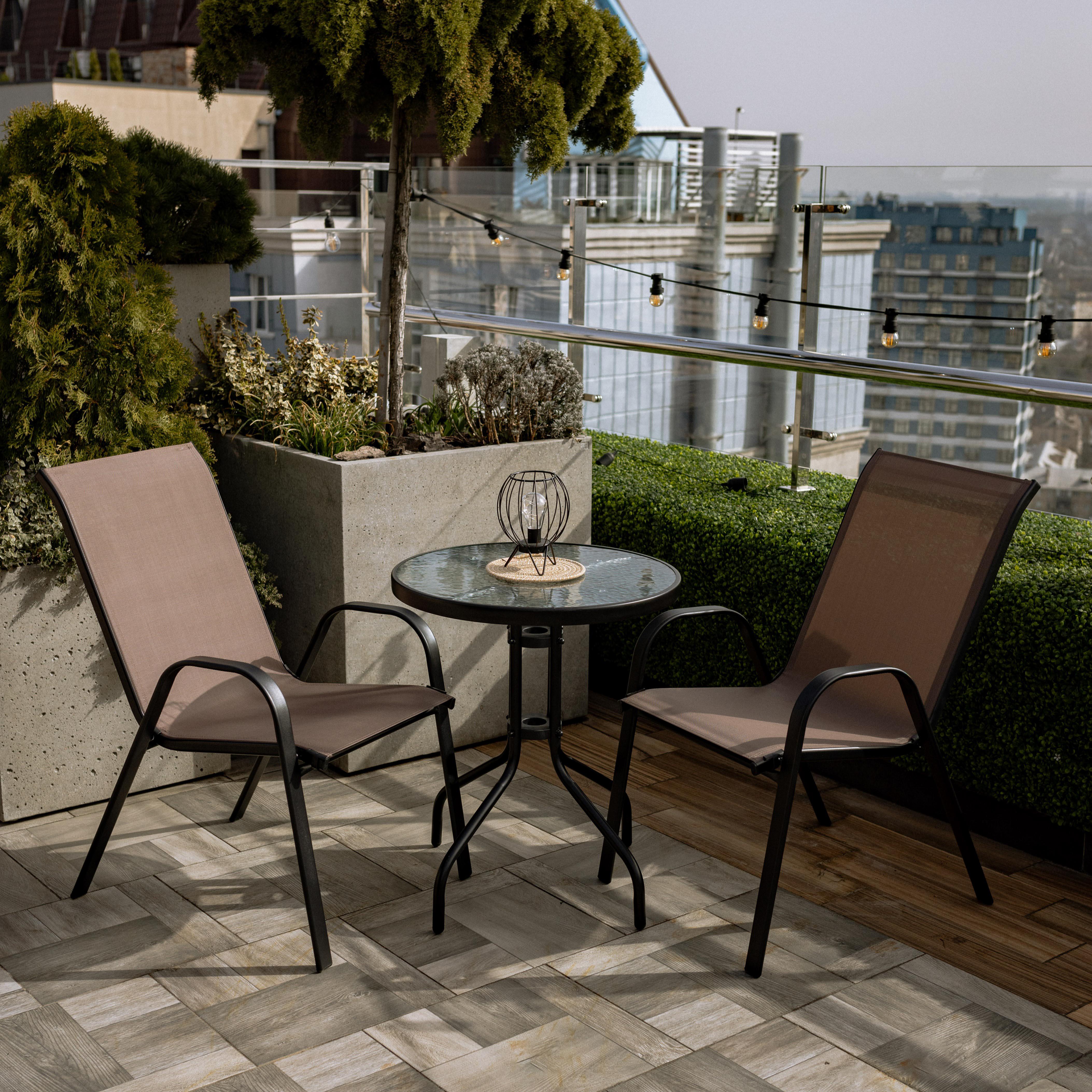 Комплект садових меблів 4Points Udine-2 круглий стіл та 2 крісла Коричневий