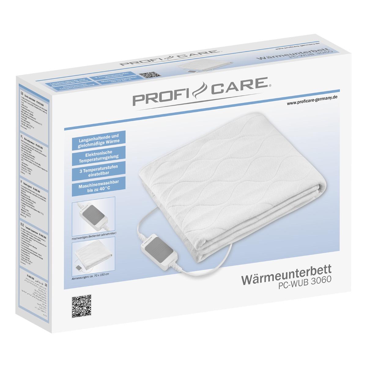 Электропростынь Profi Care PC-WUB 3060 электроодеяло 60 Вт 3 режима 70х150 см Белый - фото 5