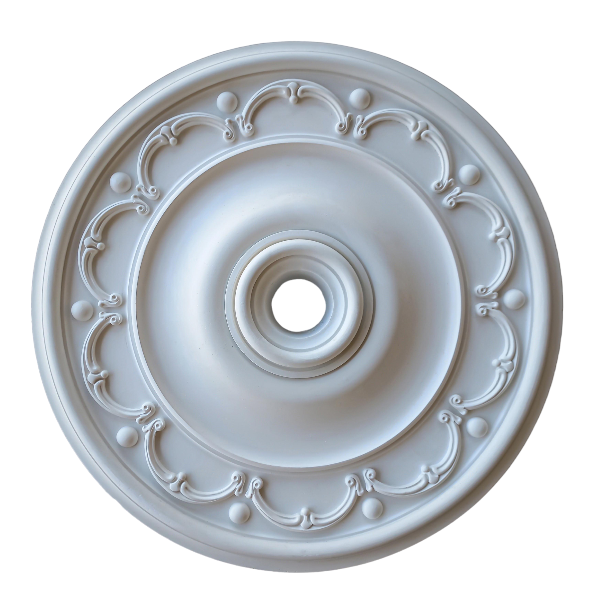 Розетка потолочная ErmitageDecor P-16 классическая круглая гладкая с орнаментом гипс ⌀ 460 мм