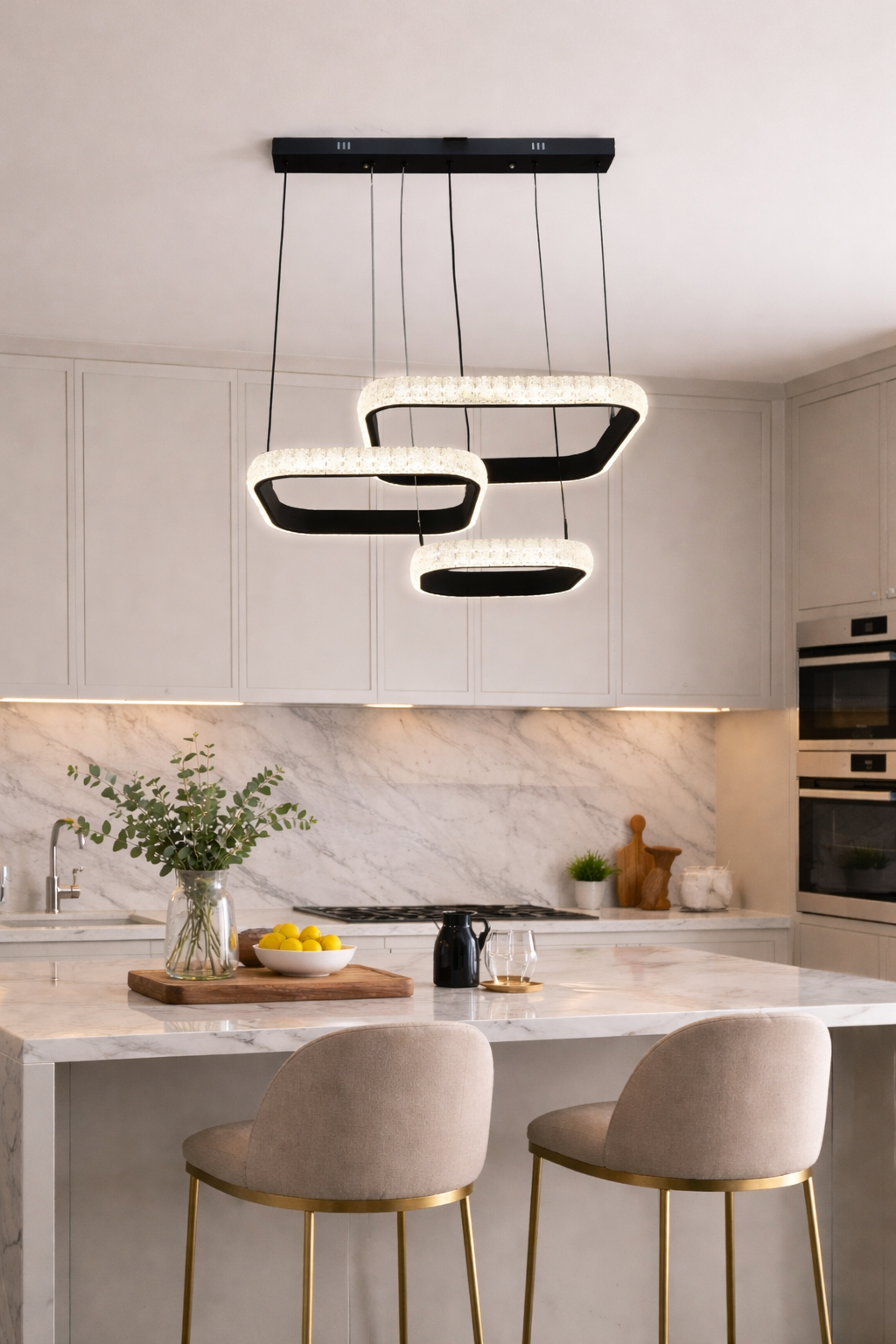 Люстра Recta Crystal 3 Rings LED 3 режима 220W (2068/3BK)