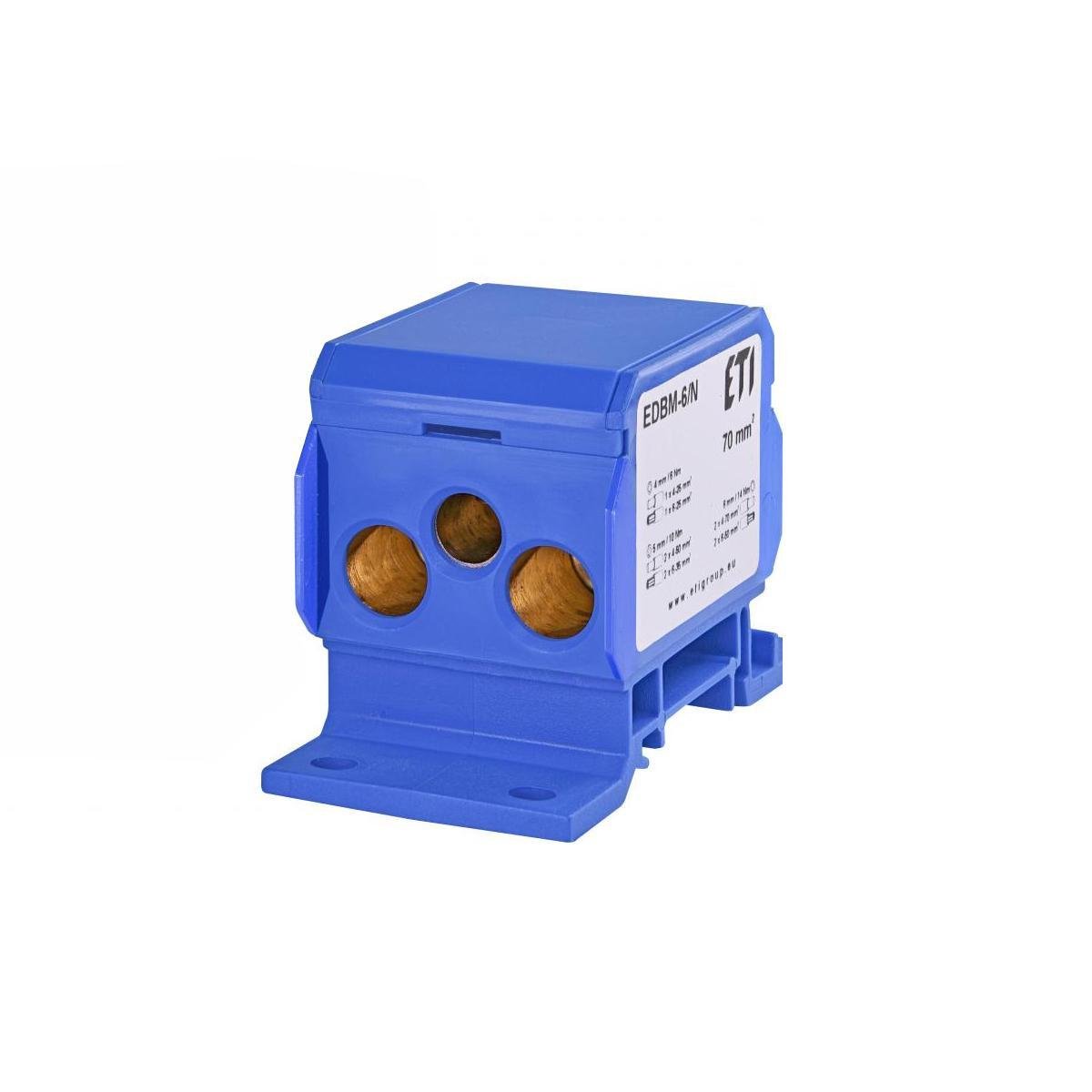 Блок распределительный ETI EDBM-6/N 192A вход 70 мм2 выход 1x4-70/2x4-50/1x4-25 мм2 на DIN-рейку (1102416)