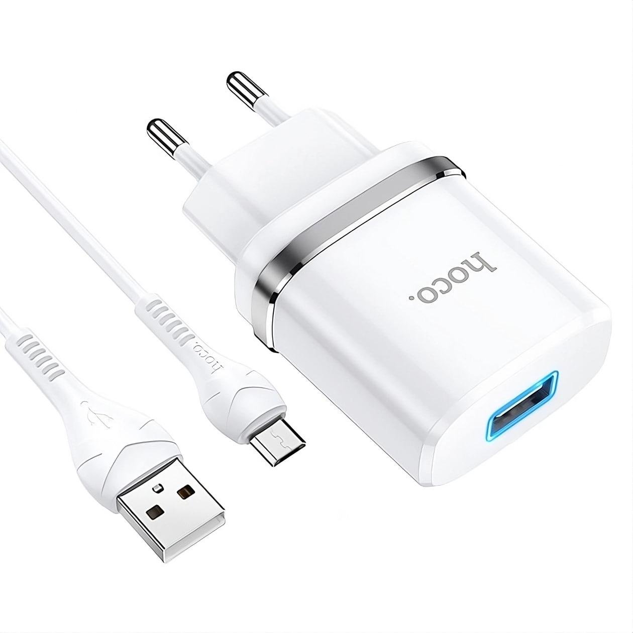 Зарядное устройство сетевое Hoco N1 1USB/2,4A Micro USB Белый (28492218)