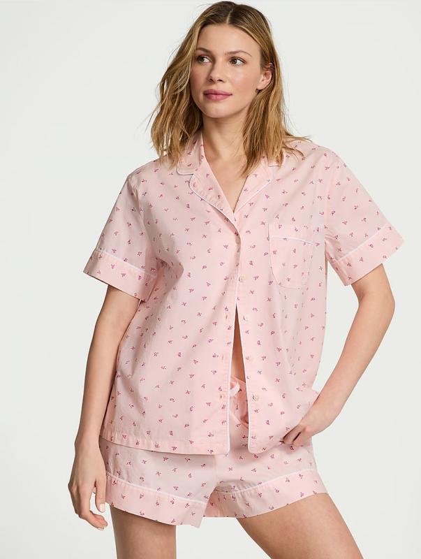Піжама з шортами Victoria's Secret Cotton Short Pajama Set Pink XS Рожевий (29978165D)