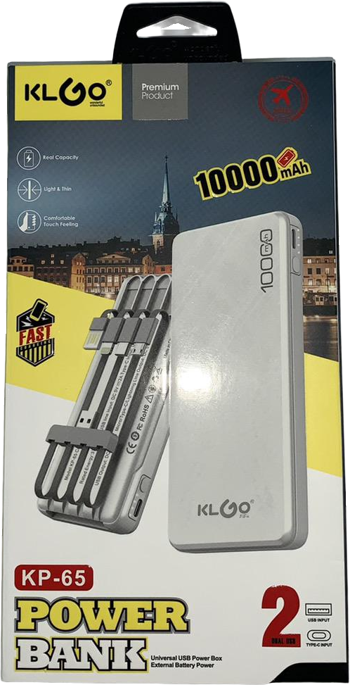 Внешний аккумулятор KLGO KP-65 10000 mAh Белый (8915861) Внешний аккумулятор KLGO KP-65 10000 mAh Белый (8915861)