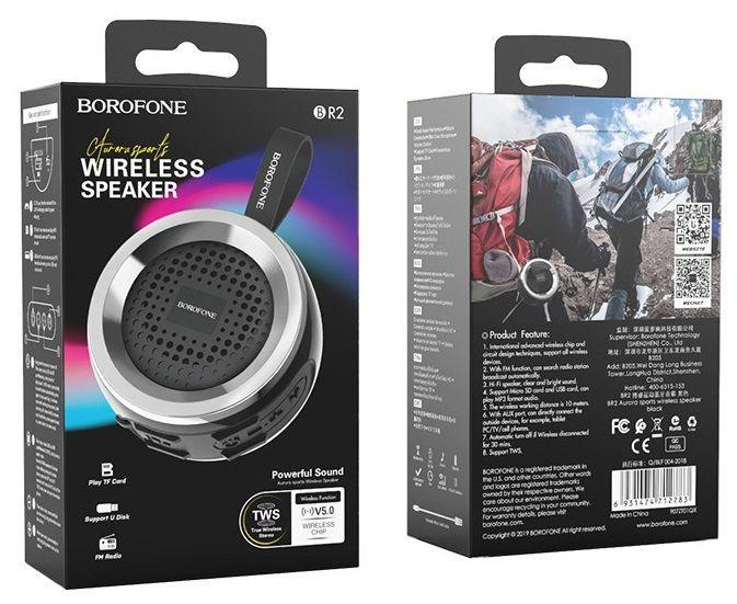 Колонка Borofone BR2 Aurora sports wireless speaker Черный (5672422) - фото 3