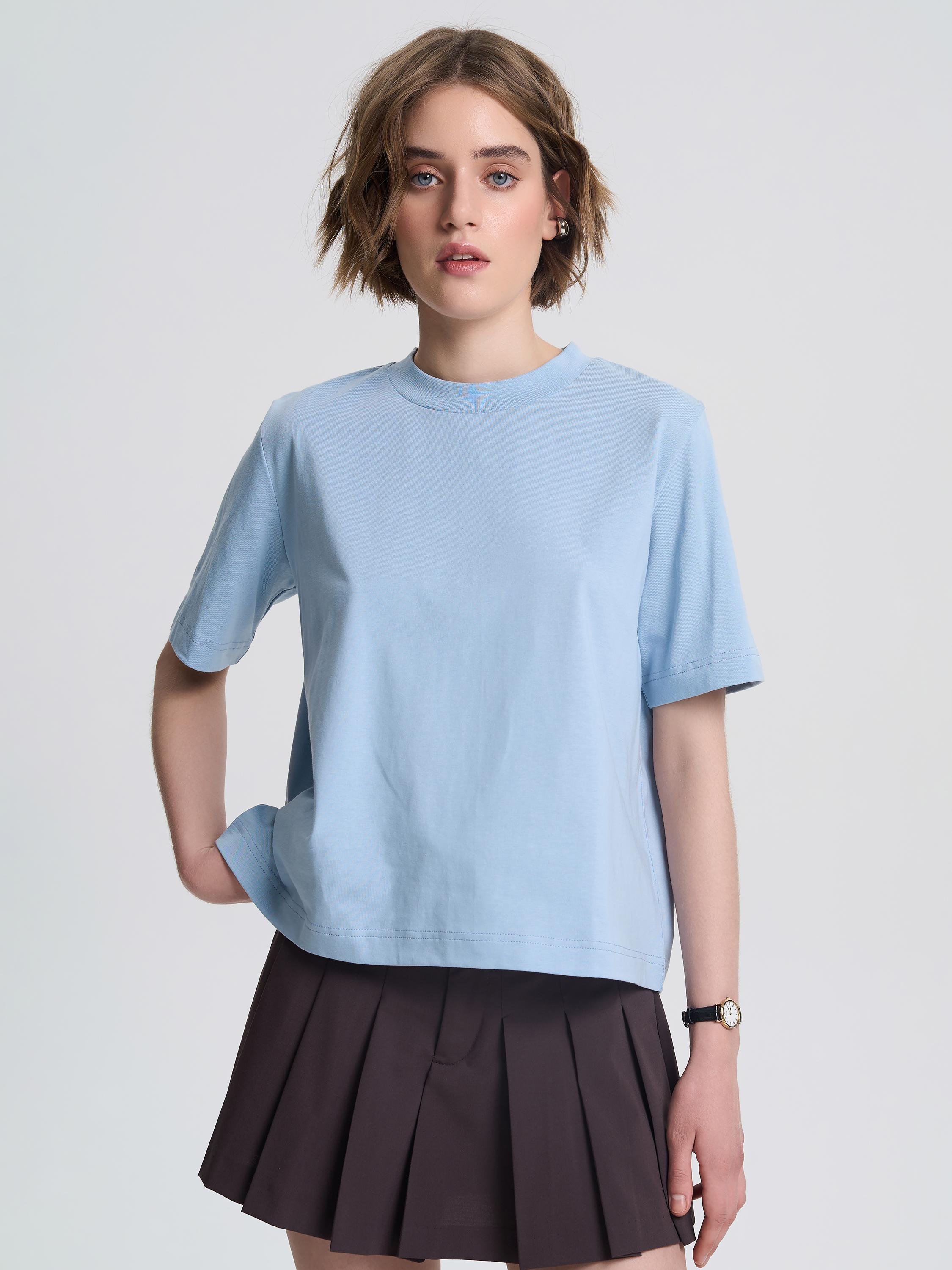 Футболка-оверсайз женская укороченная ROZA 240604 2XL Серо-голубой (4824005717376)