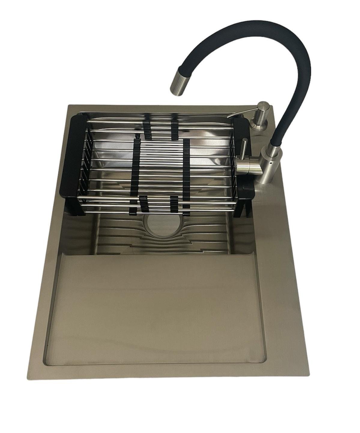 Мойка кухонная Lidz H6350L левая 3,0/1,0 мм и смеситель Lidz Aria 015F3 с гибким изливом