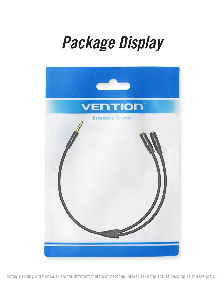 Перехідник Vention 3.5 мм minijack-2х3.5 мм/minijack AUX 4-піновий TRRS 0,3 м Чорний (BBVBY) - фото 16 Перехідник Vention 3.5 мм minijack-2х3.5 мм/minijack AUX 4-піновий TRRS 0,3 м Чорний (BBVBY) - фото 16