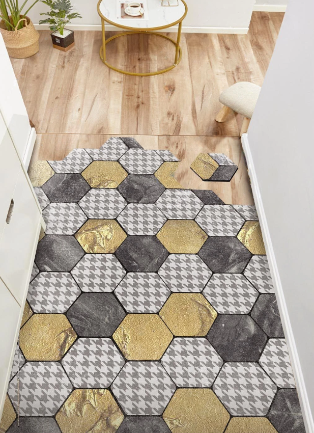 Грязезащитный коврик для прихожей Яркие соты резиновый 120х120 см (KRS052)