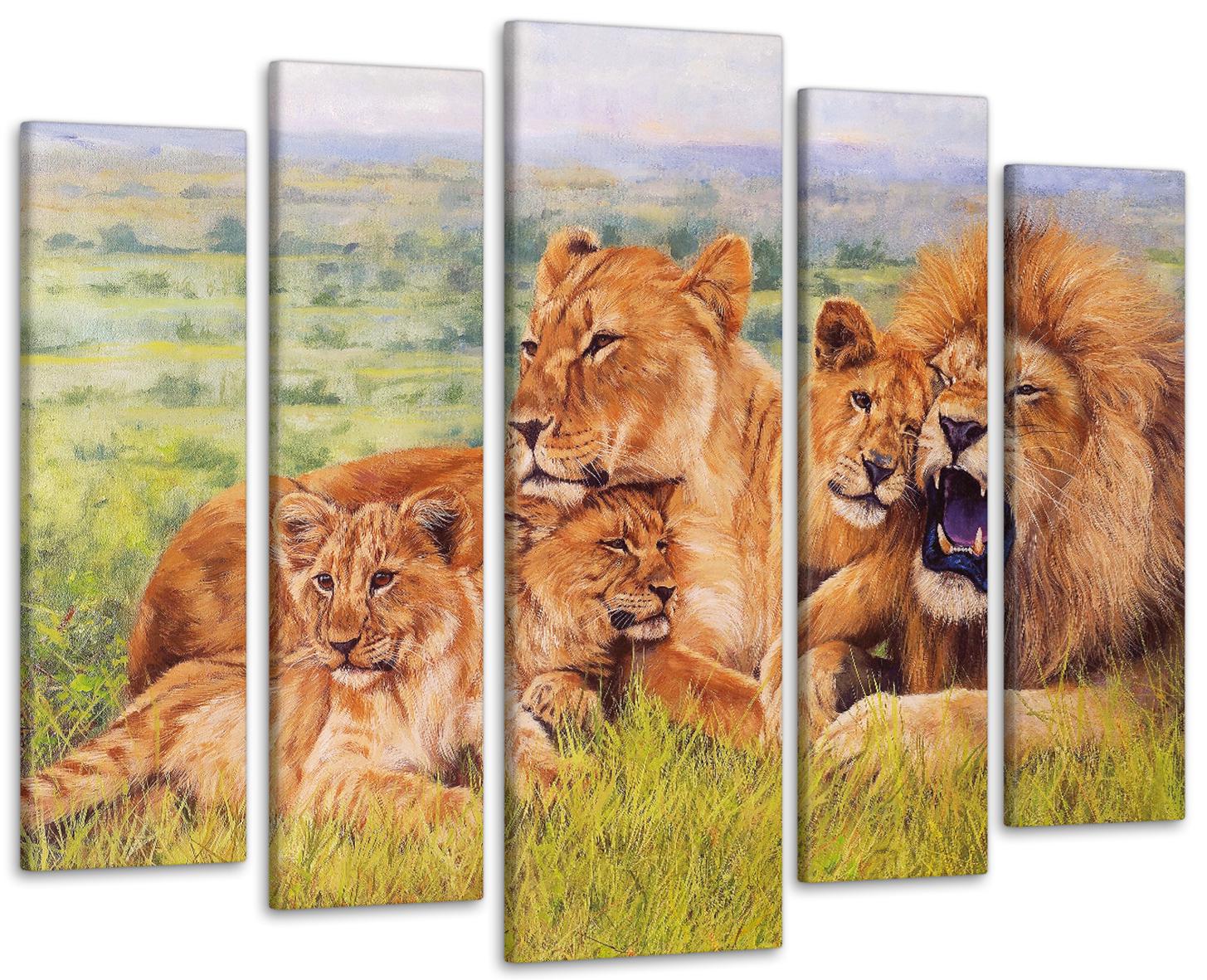 Картина модульная Животные Львы Art-253-5-105х150 см (28458937)