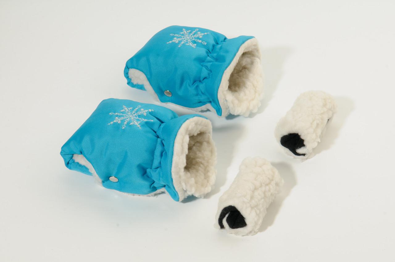 Рукавички-муфта на коляску Ok Style Снежинка Бирюзовый светлый