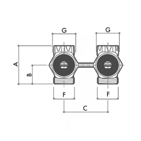 Узел нижнего подключения радиатора угловой Luxor M178&M532 3/4"x3/4" (13472701+69190000) - фото 2