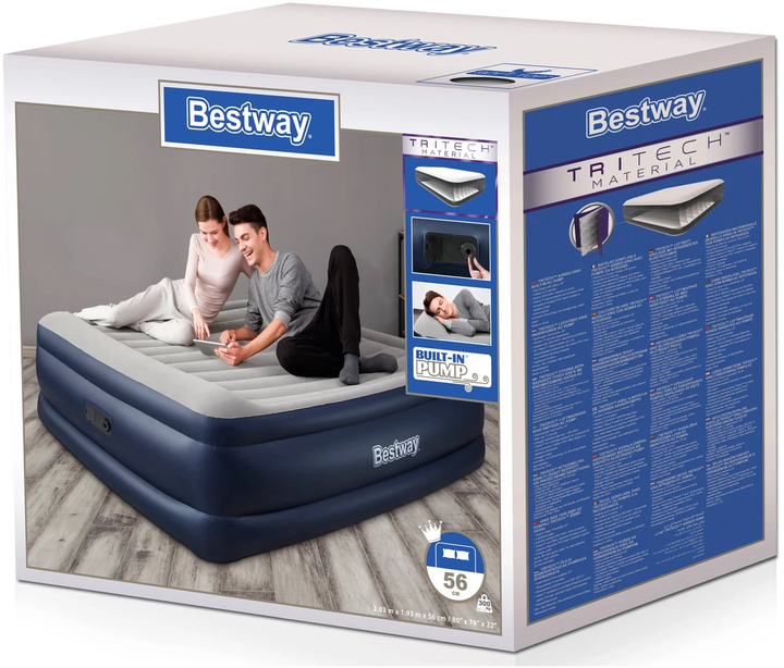 Кровать надувная Bestway со встроенным электронасосом двухместная 193x203x56 см (67692) - фото 9 Кровать надувная Bestway со встроенным электронасосом двухместная 193x203x56 см (67692) - фото 9