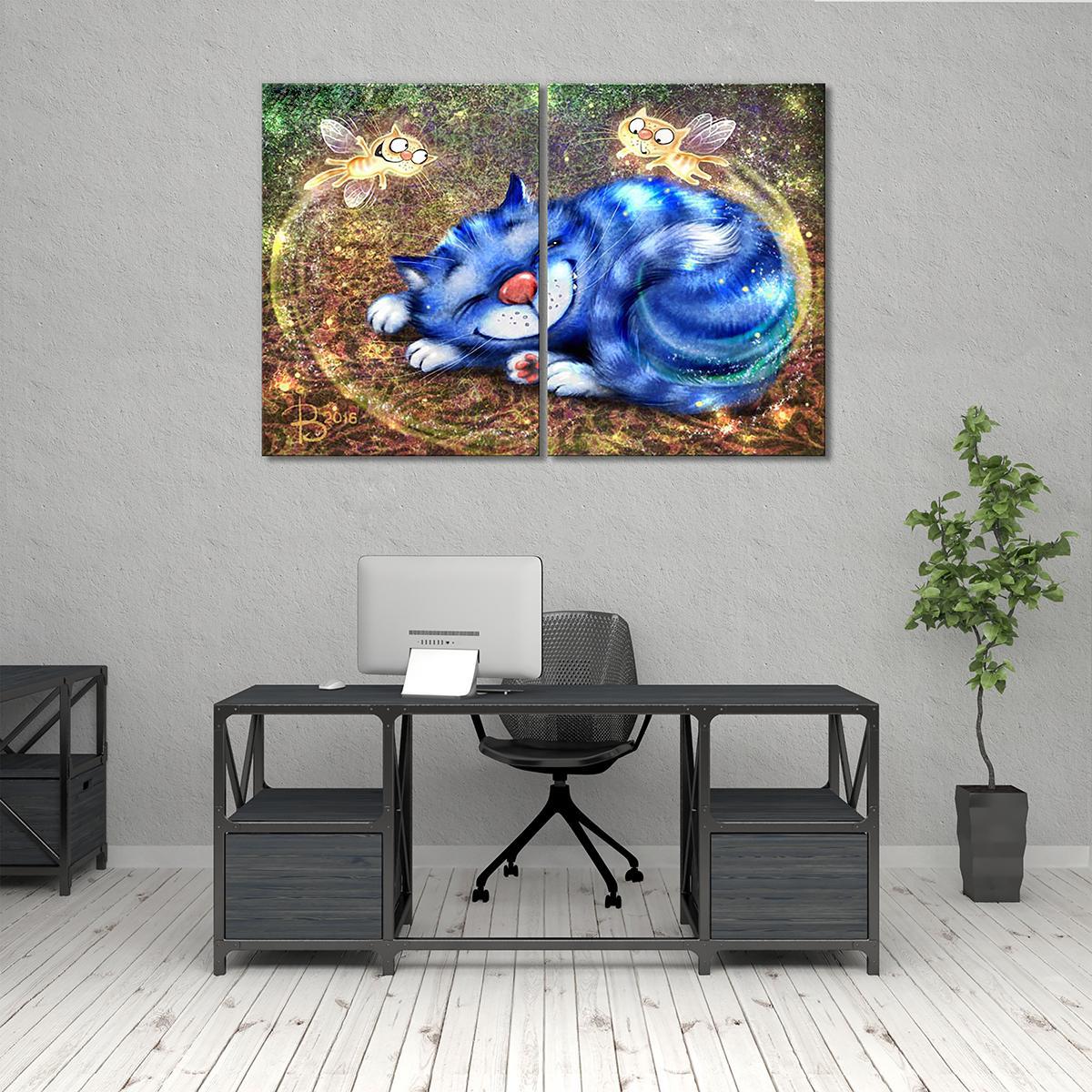 Модульная картина Котофеечки сладких снов 2 модуля 70x105 см