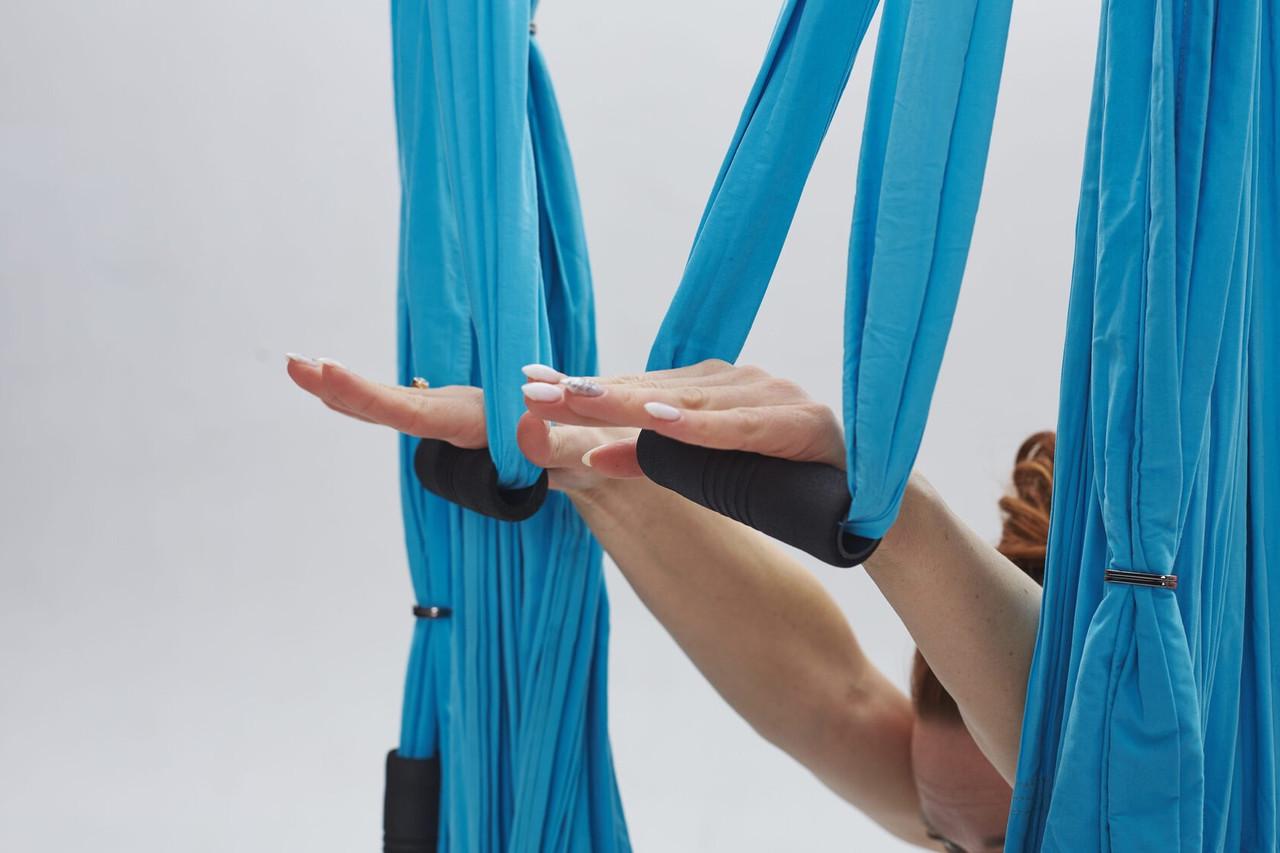 Гамак для флай йоги/аерооги SP-Planeta Antigravity Yoga нейлоновий з ручками та карабінам Блакитний (554524461) - фото 5