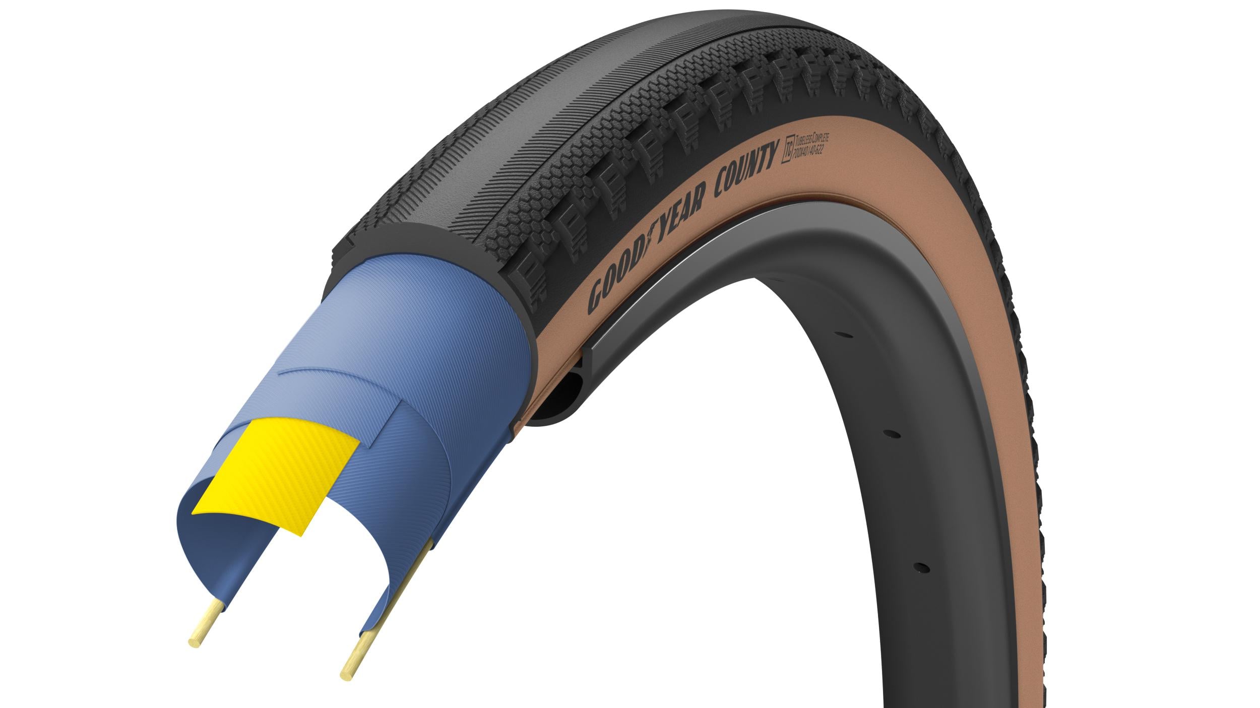 Покрышка велосипедная GoodYear County Ultimate Tubeless Complete 120tpi Folding 700x35/35-622 Black/Tan (TIR-58-79)