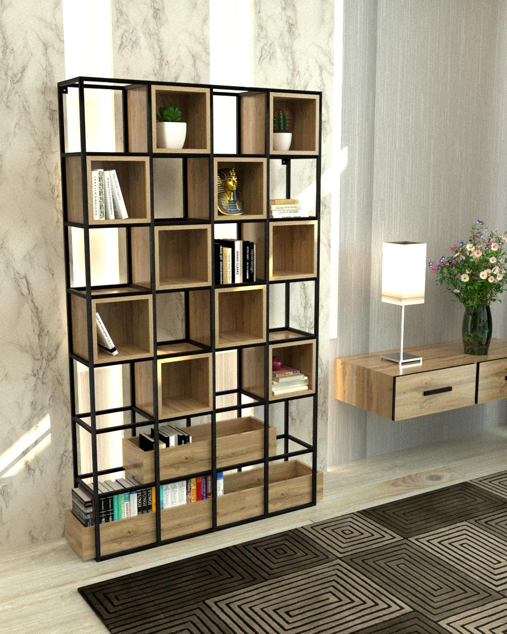 Стеллаж EcoLoft Кубио DSP-1348-1 в стиле лофт Дуб Аппалачи (31717684) Стеллаж EcoLoft Кубио DSP-1348-1 в стиле лофт Дуб Аппалачи (31717684)
