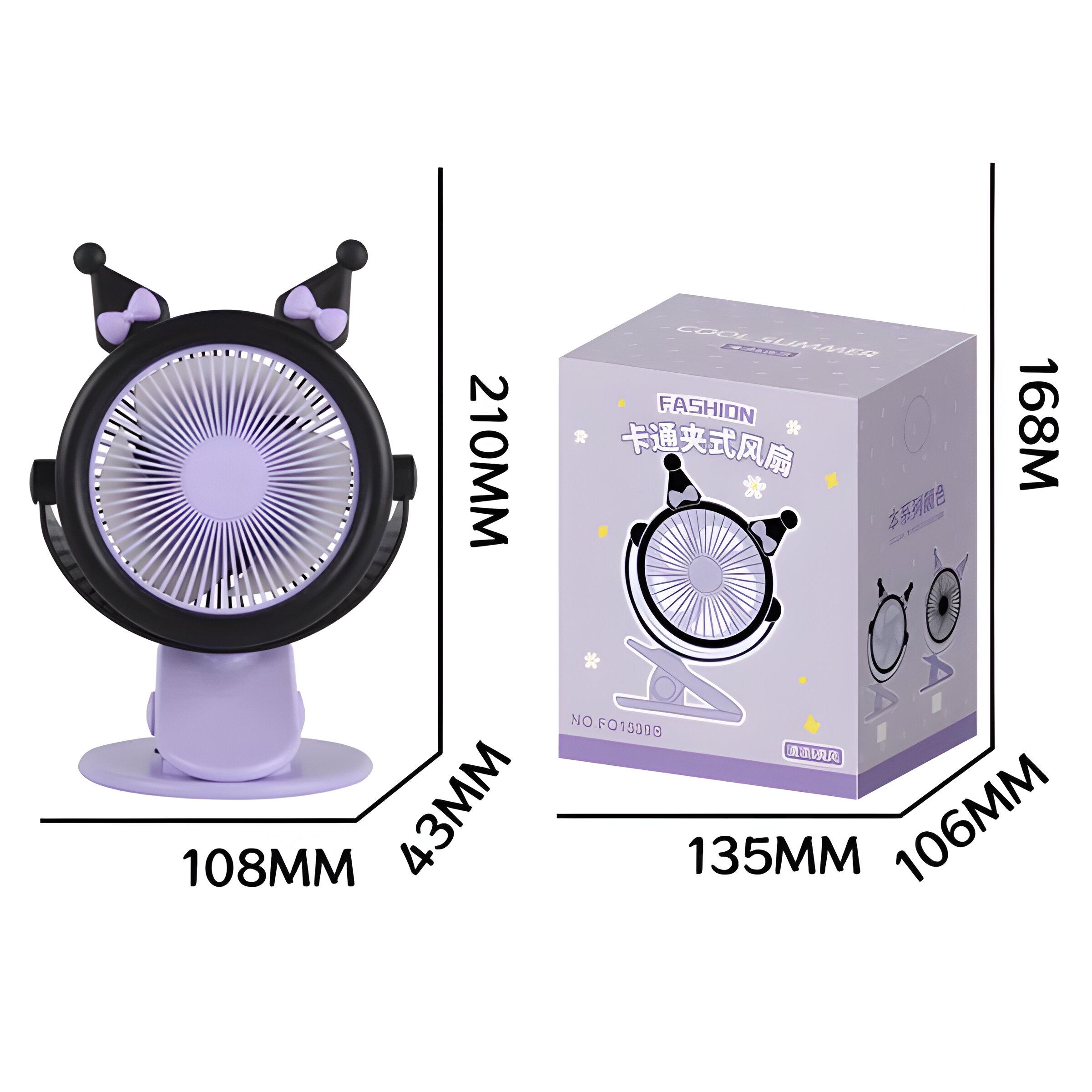 Вентилятор-USB детский настольный Kuromi Черный (FQ1539B) - фото 3 Вентилятор-USB детский настольный Kuromi Черный (FQ1539B) - фото 3