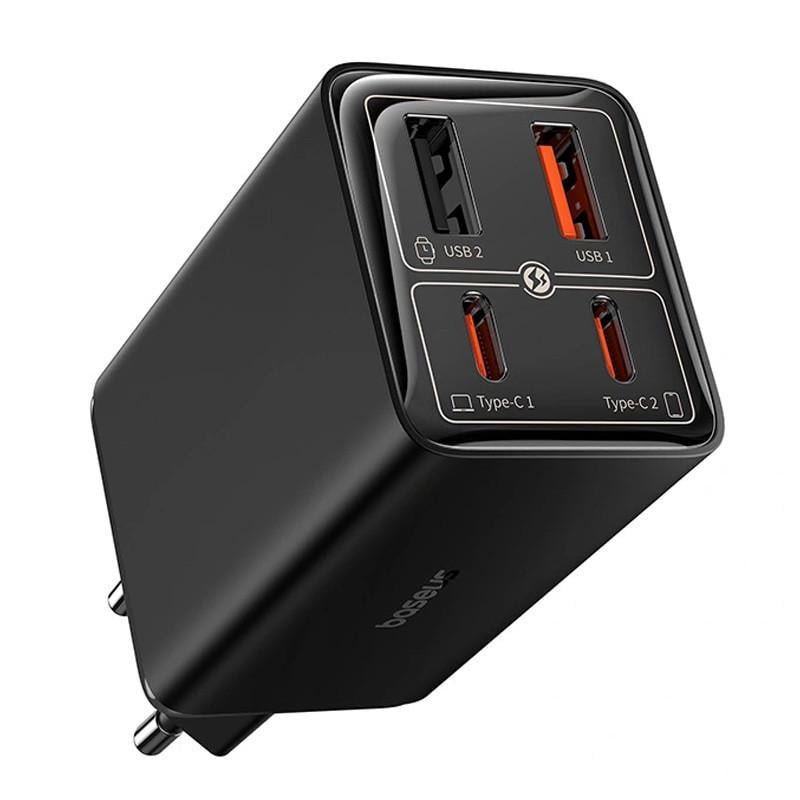 Зарядний пристрій мережевий BASEUS GaN6 Pro OS 2C/2U 65W/Type-C to Type-C 100W 1 м Black (00000070601_1)