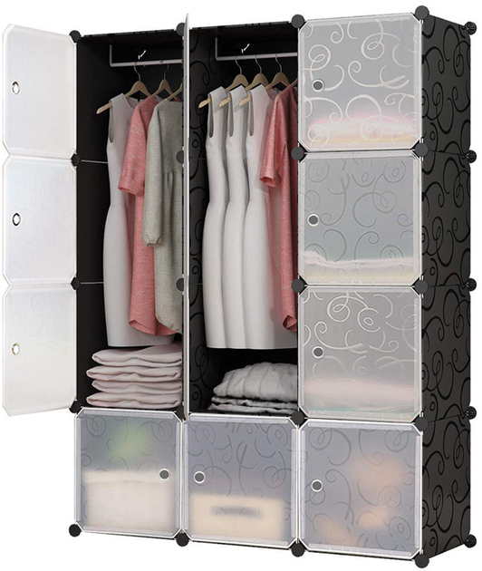 Шкаф пластиковый складной HCX Storage Cube Cabinet МР 312-62 Черный Шкаф пластиковый складной HCX Storage Cube Cabinet МР 312-62 Черный