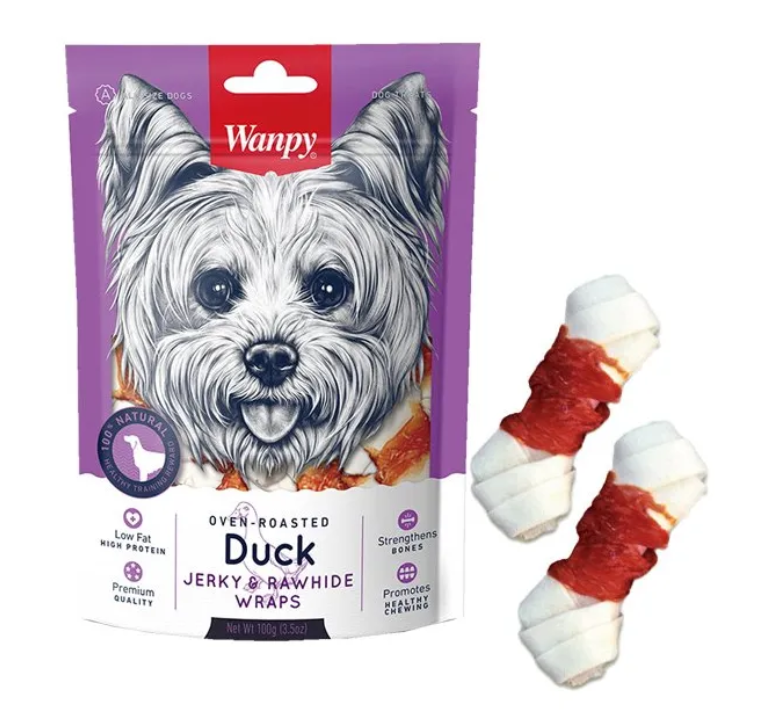 Лакомства для собак Wanpy Duck jerky rawhide wraps косточки с вяленой уткой 100 г