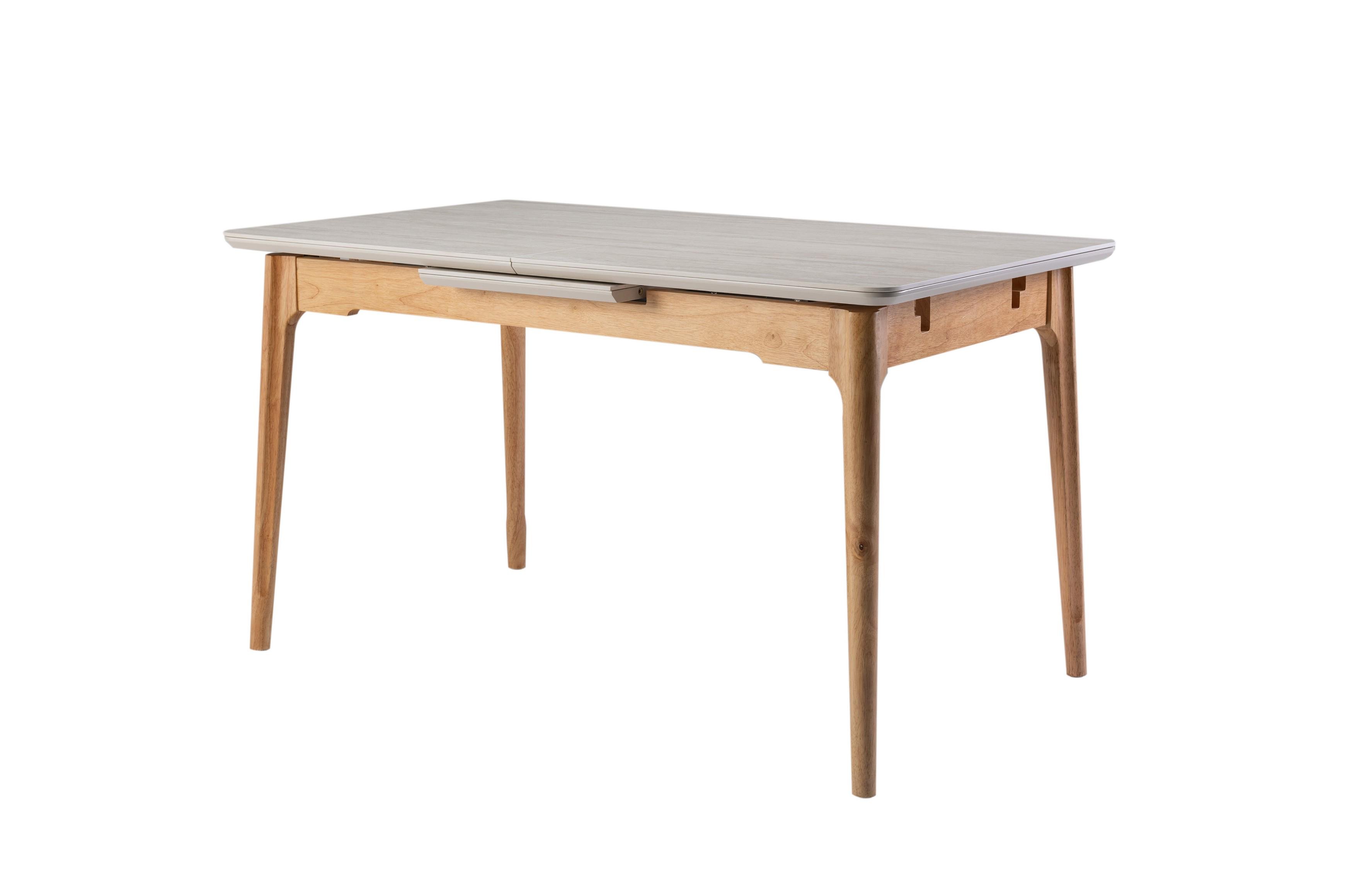 Стіл обідній розсувний Vetro Mebel 1400- 1800x800x760 мм Травертін/Дуб (TМ-89)