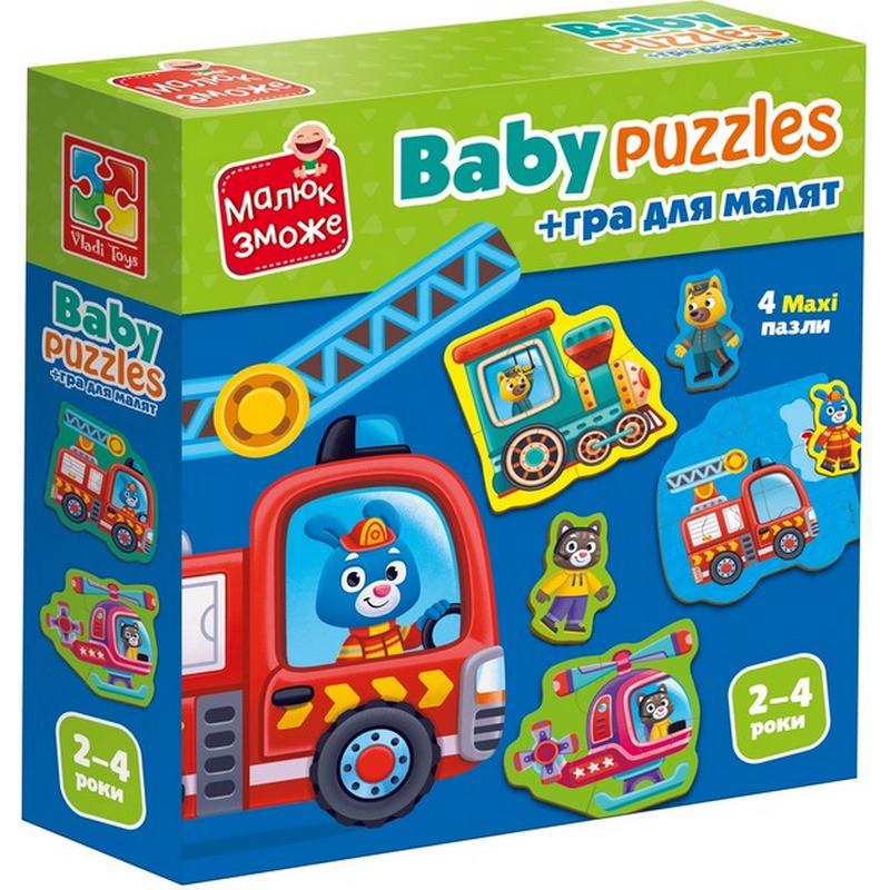 Пазли дитячі розвивальні картонні Транспорт Тварини VT1722-28 з грою (RLT47165)