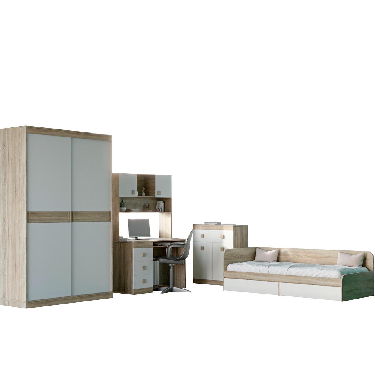 Спальня детская Эверест Соната Комплект 2 модульная 5 элементов Дуб сонома/Белый (DTM-2582)