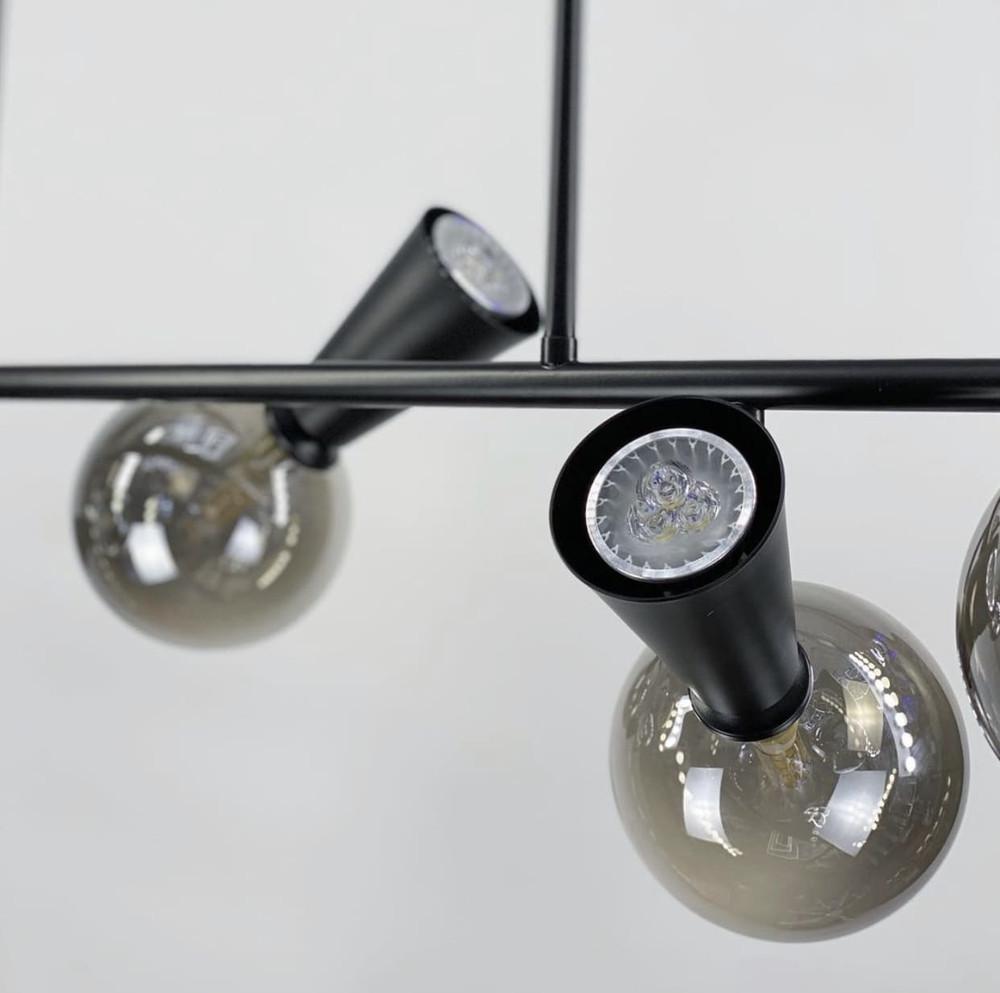 Люстра з 6 графітовими плафонами на 2 джерела світла Чорний (LF_YG 8006-6+6 BK) - фото 2