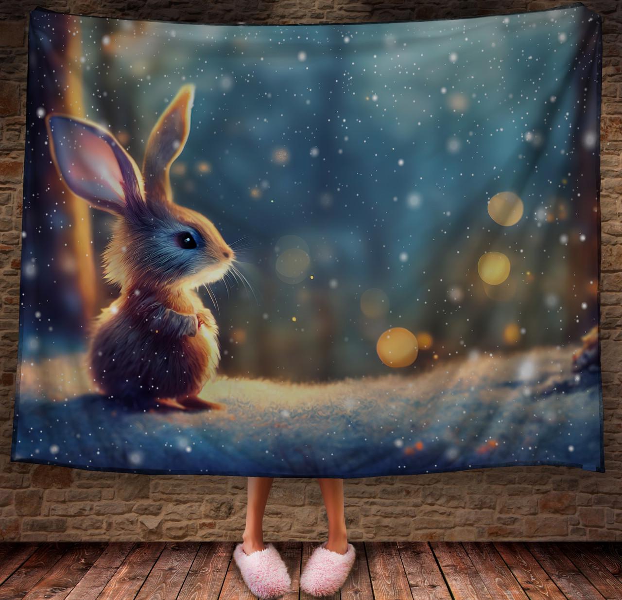 Плед с 3D принтом 16 Кролик в зимнем сказочном лесу 150х200 см (epi_1828)