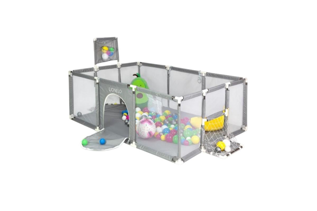 Манеж дитячий El Camino з м’яким дном і захисною сіткою 180х120 см Сірий