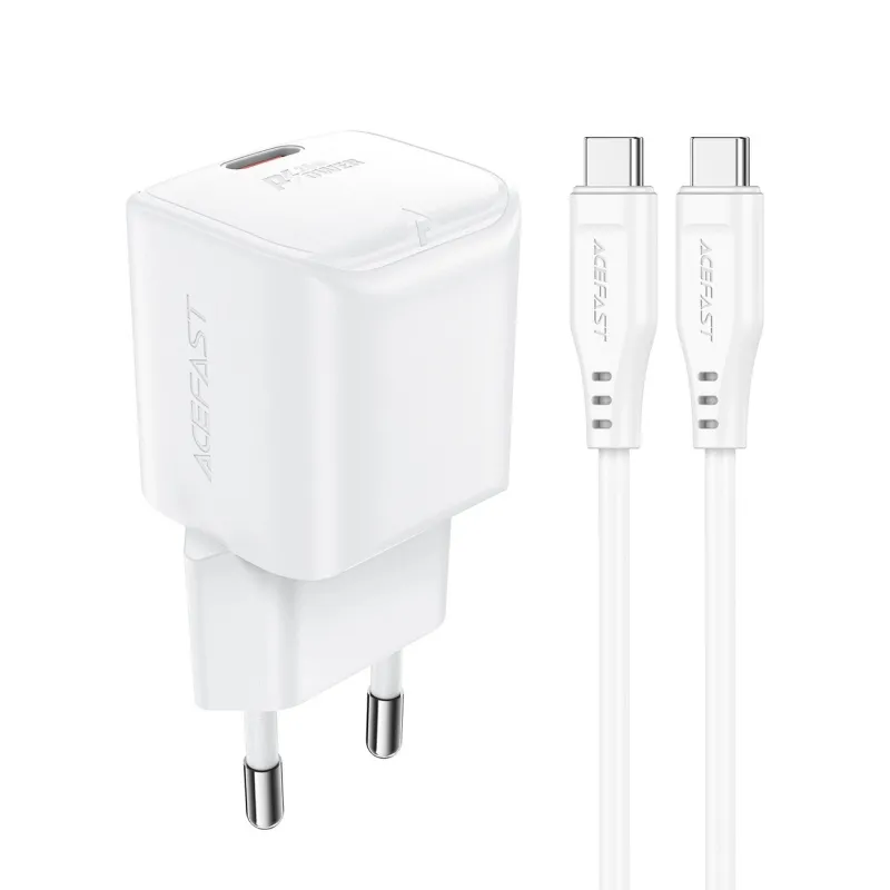 Зарядное устройство сетевое с кабелем ACEFAST A73 mini PD20W GaN single USB-C charger set C3-03 White (6974316282655) Зарядное устройство сетевое с кабелем ACEFAST A73 mini PD20W GaN single USB-C charger set C3-03 White (6974316282655)