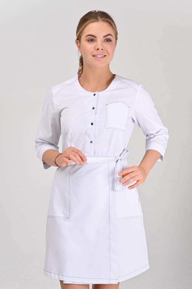 Халат TopLine Вирджиния рукав 3/4 р. 46 Белый (11934-(46) б.строч.т.с.) - фото 1