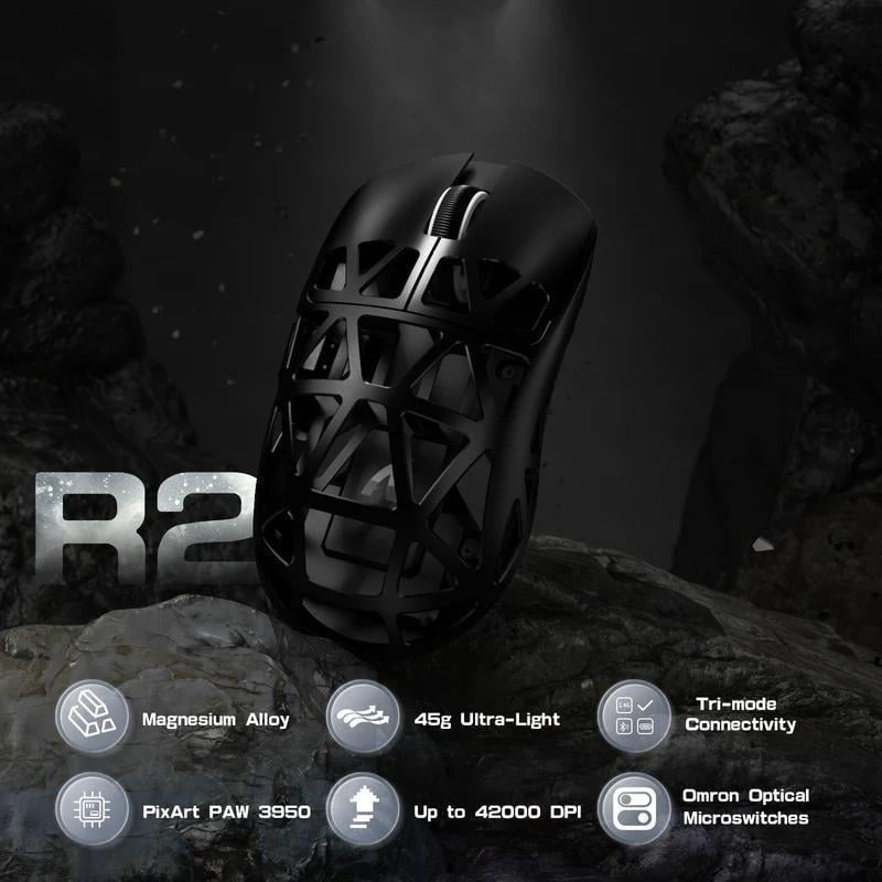Миша бездротова магнієва Attack Shark R2 PixArt PAW3950 Black - фото 2 Миша бездротова магнієва Attack Shark R2 PixArt PAW3950 Black - фото 2